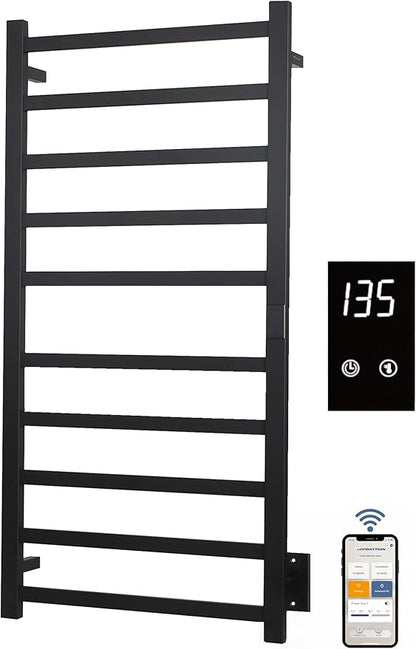 Smart Wireless Electric Towel Warmer | Blade Thin 10 Bar Design | Hardwired & by Topdattion