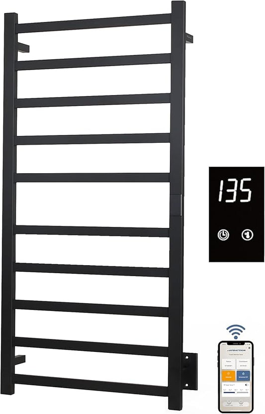 Smart Wireless Electric Towel Warmer | Blade Thin 10 Bar Design | Hardwired & by Topdattion