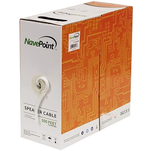 NavePoint 500ft in Wall Audio Speaker Cable Wire CL2 12/2 AWG Gauge 2 Conductor by NavePoint