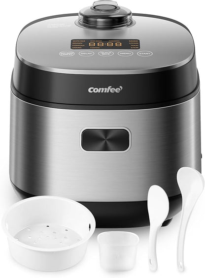 COMFEE' Compact Rice Cooker 8 Cups Cooked/4 Cups Uncooked, 9-in-1 Multi Cooker by COMFEE