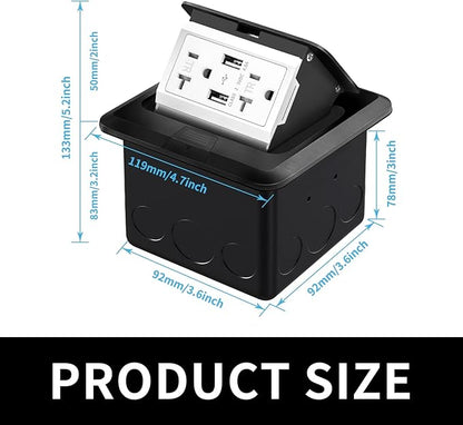 Vagueior Pop-Up Floor Box Kit, 4.8A USB Outlet, 20A Tamper-Resistant Receptacle - Image 2