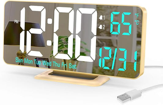 KOSUMOSU Dual Alarm Clock 6.7in Gold Desk Clock by KOSUMOSUTECHNOLOGY