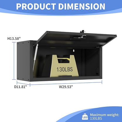 Garage Wall Cabinet with Flip-Up Door, Lockable Metal Storage Cabinet Wall - Image 3