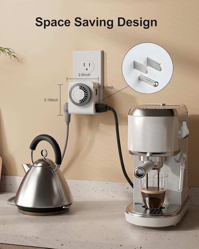 BN-LINK Timer Outlet with 2 Grounded Outlets, Mechanical Light Timers - Image 7