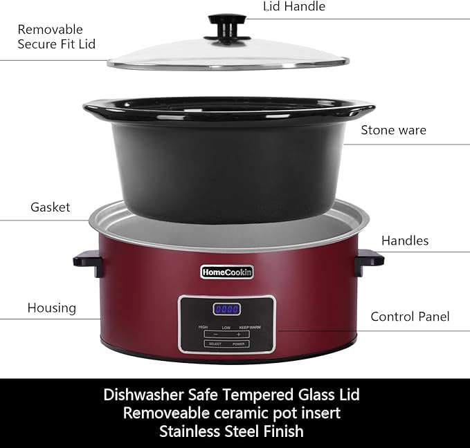 HOMECOOKIN 7 Quart Programmable Slow Cooker, Kitchen Appliances, Perfect - Image 3