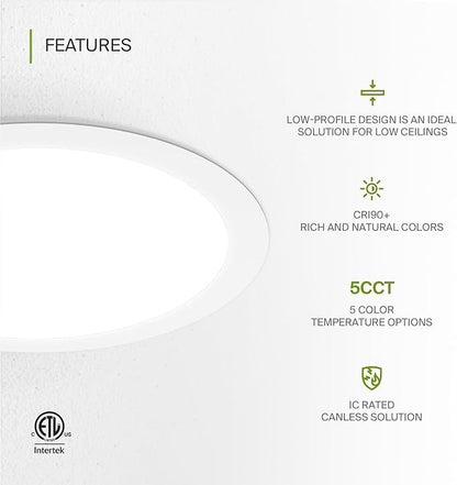 ASD 1 Pack 11/12 Inch LED Recessed Lighting 24W, 5 CCT 2700K-5000K CRI90+ - Image 3