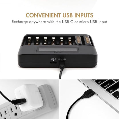 Tenergy 8 Count AA NiMH Premium Pro Rechargeable Batteries and TN480U 8-Bay LCD - Image 4