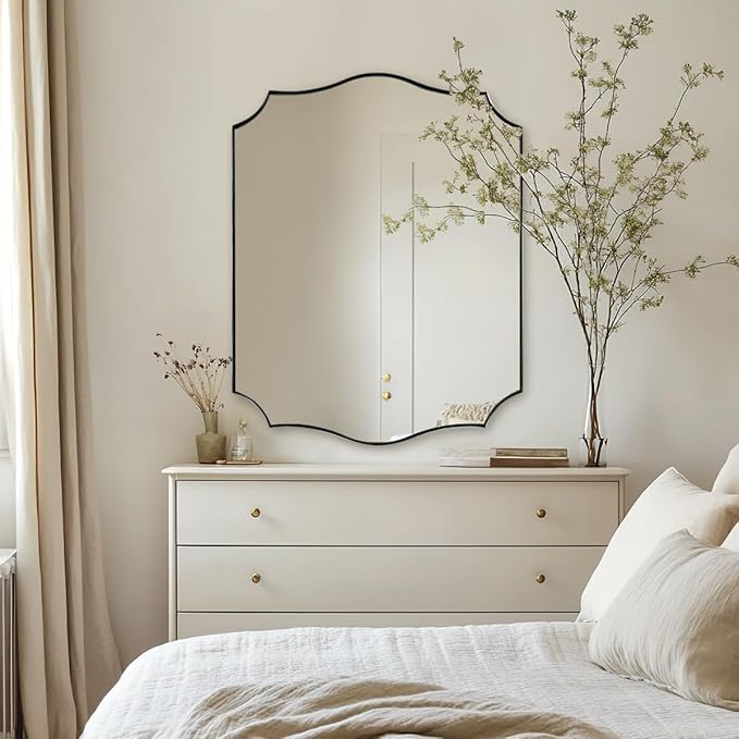 ANDY STAR Brushed Nickel Bathroom Mirror, 28x36 Inch Asymmetrical Wall Mirror - Image 9