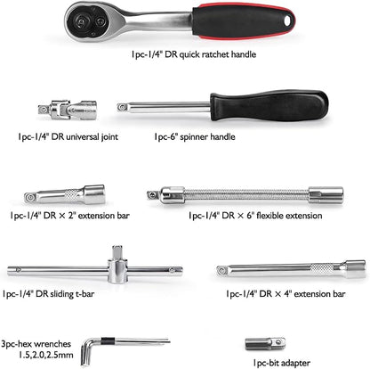 Egofine 46 Pieces 1/4 inch Drive Socket Ratchet Wrench Set, - Image 4