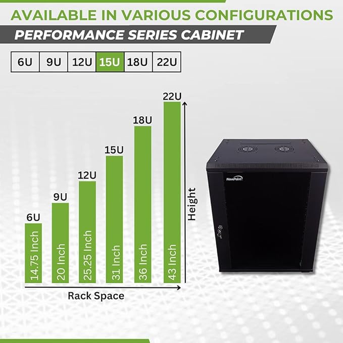NavePoint 15U Server Cabinet Wall Mount Rack Enclosure - Image 3