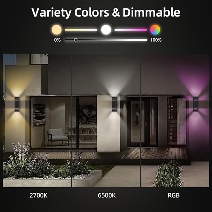 KIZON Modern Smart Porch Lights RGBCW, Dusk to Dawn Outdoor Lights Color - Image 3