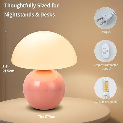 Mushroom Table Lamp, Ceramic Base - Image 4
