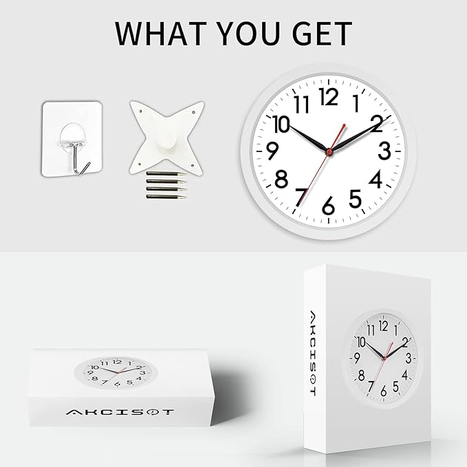 AKCISOT 12 Inch Wall Clock Silent Non Ticking Modern Wall Clocks Battery - Image 9