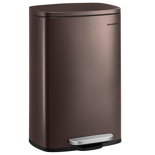 SONGMICS 13 Gallon Trash Can, Stainless Steel Kitchen Garbage Can, Recycling or by SONGMICSbySONGMICSHOME