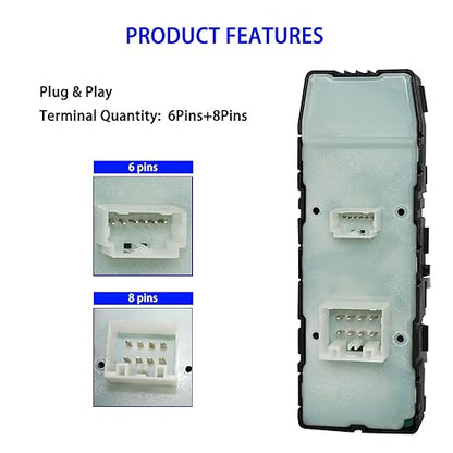 Left Front Driver Side Power Window Switch Compatible - Image 6