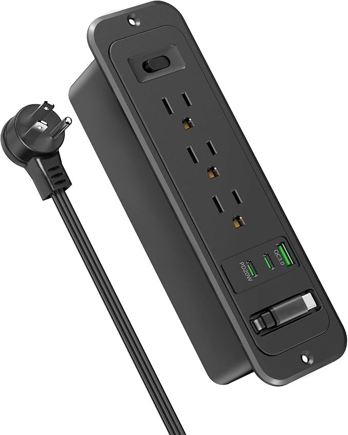 Recessed Power Strip with Retractable USB C Cable, 2 PD 20W USB C, Flush Mount - Image 8