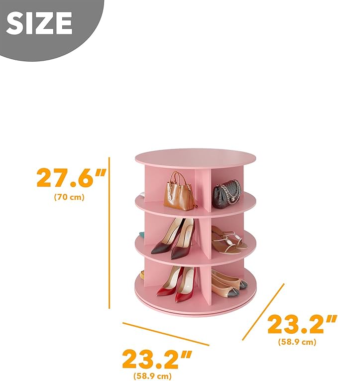 SpaceAid 3 Tier Rotating Shoe Rack Tower, Spinning Shoe Display Lazy Susan - Image 2