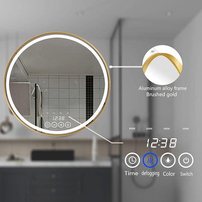 24 Inch Wall-Mounted Round Bathroom Mirror - Image 5