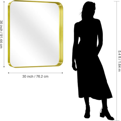 CIRCUMI Gold Bathroom Mirror, Rounded Corner, Tempered Glass, Mirror - Image 7