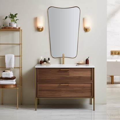 24x40 Inch Mirror, Brushed Gold Bathroom Mirror for Over Sink, Large Decorative Wall Mirror with Stainless Steel Frame, Anti-Rust, Italian Luxury Style Home Decor