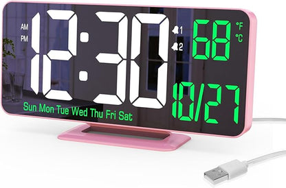 KOSUMOSU Pink Digital Clock 6.7in Desk Clock by KOSUMOSUTECHNOLOGY