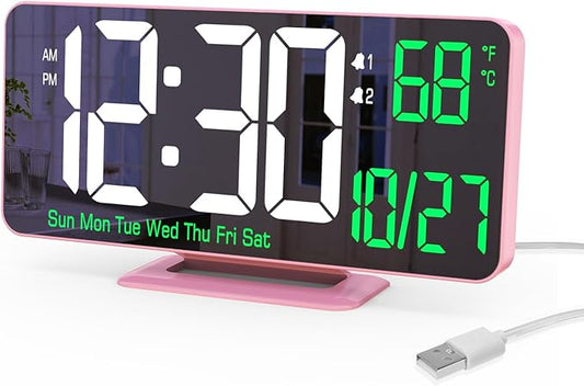 KOSUMOSU Pink Digital Clock 6.7in Desk Clock by KOSUMOSUTECHNOLOGY
