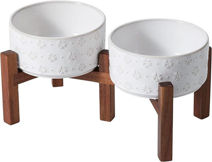 6.1inch Ceramic Raised Double Bowls Set by Havniva