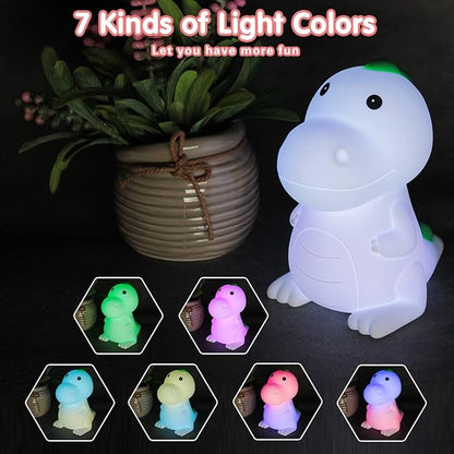 LEDHOLYT LED Cute Dinosaur Night Light, Cute Silicone Dinosaur Lamp and Animal - Image 2