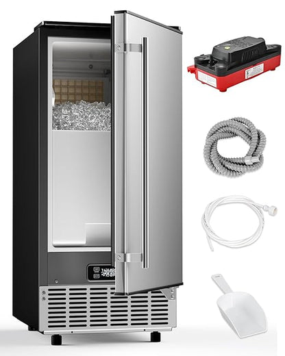 Commercial Ice Maker with Water Pump, Built-in Undercounter Ice Maker with by Feelfunn