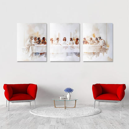 3 Pcs Christian Wall Art The Last Supper Jesus Decor Christ Religion Canvas Wall Decor Jesus Art Pictures Posters Prints Religious Paintings Room Decor for Church Prayer Room Christian Schools Hospitals 24'' x 16''