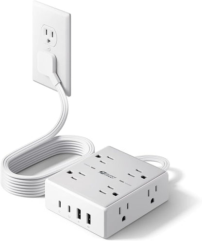 Flat Plug Surge Protector Power Strip, 6ft Ultra Thin Extension Cord by SUPERDANNY