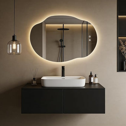 LED Bathroom Mirror with Lights, Asymmetrical Irregular Backlit Vanity Mirror - Image 3