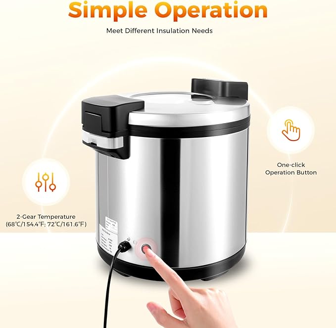Commercial Rice Warmer, 19L/20Qt Electric Food Warmer, 110W Electric Soup - Image 5