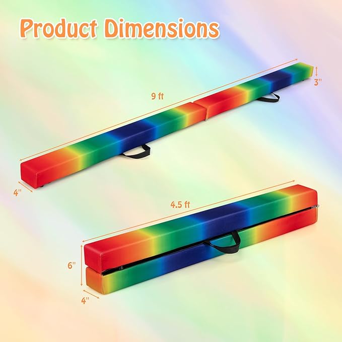 Giantex 7FT/8FT/9FT Balance Beam, Folding Gymnastics Beam w/Carry Handles - Image 7