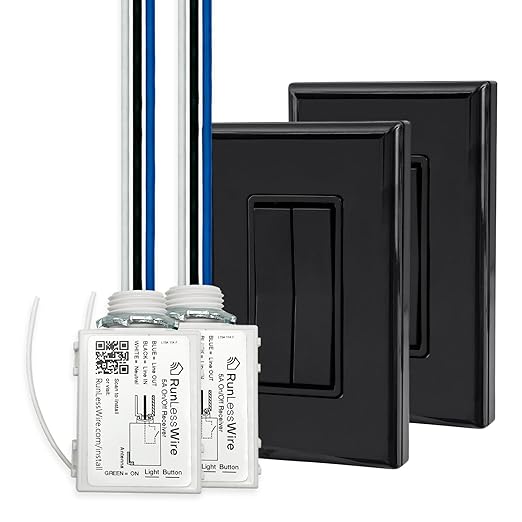 RunLessWire 3-Way Fan & Light Battery-Free DIY Kinetic Wireless Light Switch Kit by RunLessWire