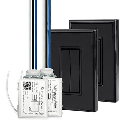 RunLessWire 3-Way Fan & Light Battery-Free DIY Kinetic Wireless Light Switch Kit by RunLessWire