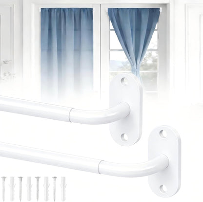 2 Pack French Door Curtain Rods, Screw-Mounted Sash Rods Adjustable 18–30 Inch, 3/8" Diameter Wrap Around Curtain Rods for Front Door Windows, White