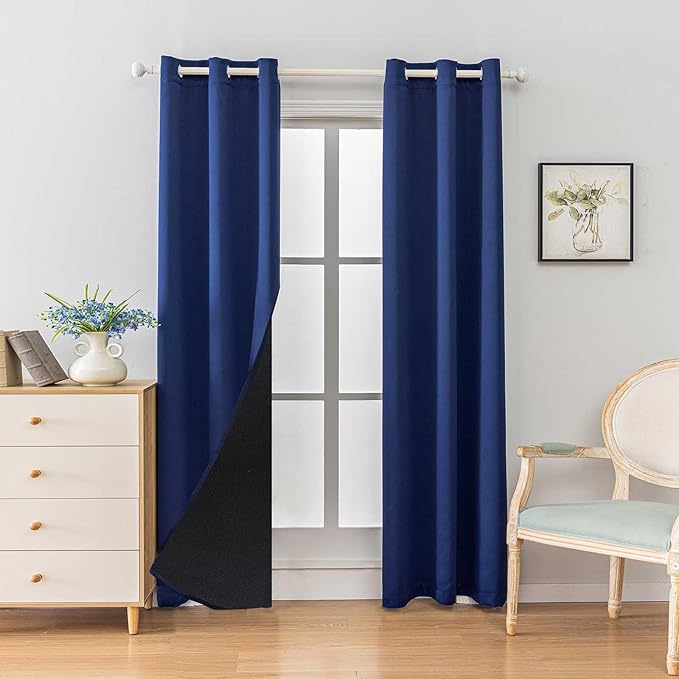 Anytime 100% Blackout Curtain 2 Panels Set, Thermal Insulated Window Drapes by Anytime