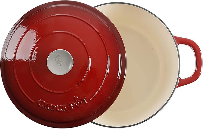 Crock-Pot Artisan 7-Quart Round Enameled Cast Iron Dutch Oven – Scarlet Red - Image 3