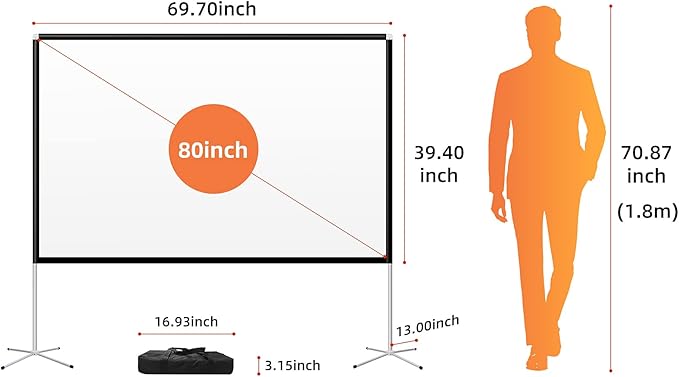 Portable Projector Screen with Stand Outdoor: Camping Projection Screen 80 inch - Image 5