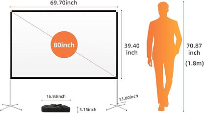 Portable Projector Screen with Stand Outdoor: Camping Projection Screen 80 inch - Image 5