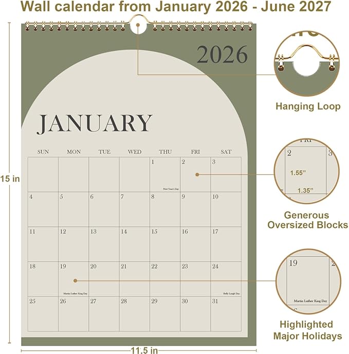 Wall Calendar 2026-18 Months Calendar 2026-2027 from January 2026 - Image 3