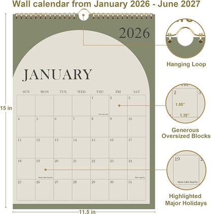 Wall Calendar 2026-18 Months Calendar 2026-2027 from January 2026 - Image 3