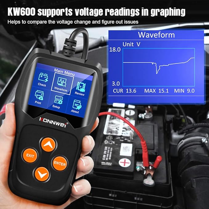 KONNWEI KW600 Car Battery Tester 12V Professional 100-2000 CCA Automotive - Image 4