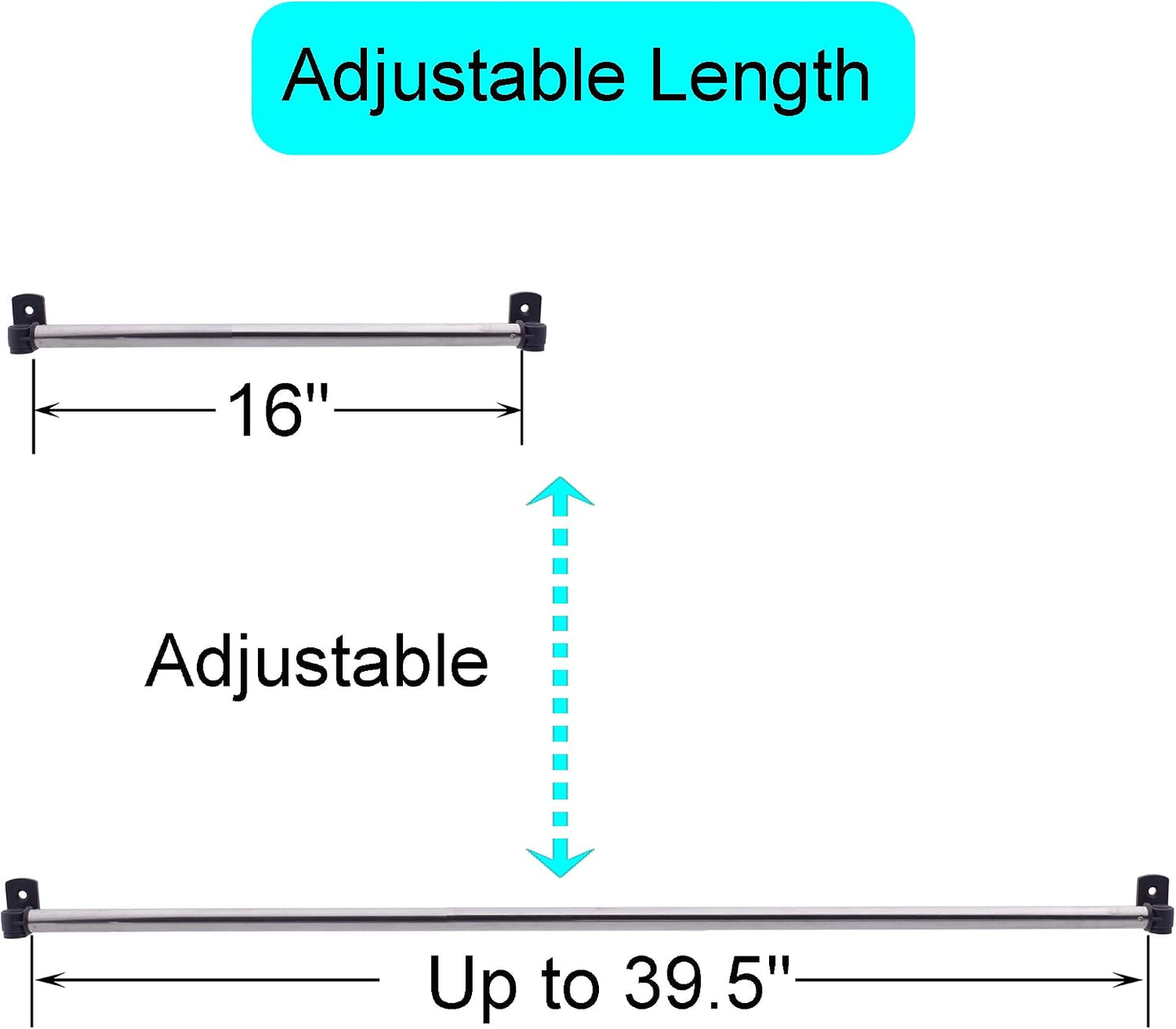 YYST Type A 16" to 39.5" Swivel End Window Curtain Sash Rod for Top & Bottom Doors & Sidelights Petite Café Sidelight Rods W Screws (Black-2)