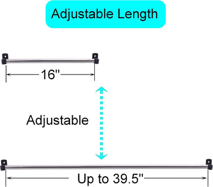 YYST Type A 16" to 39.5" Swivel End Window Curtain Sash Rod for Top & Bottom Doors & Sidelights Petite Café Sidelight Rods W Screws (Black-2)