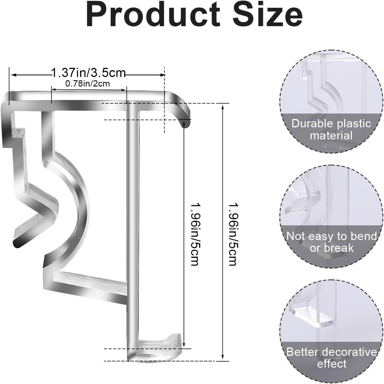 12 Pcs Valance Blind Clips Replacement Clear 2 Inch Plastic Hidden Clips for Horizontal Blinds