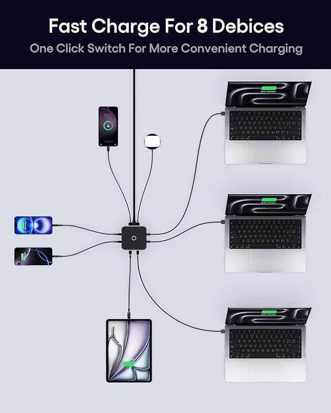 WOTOBEUS 380W 8-Ports GaN USB-C Charging Station - Image 4