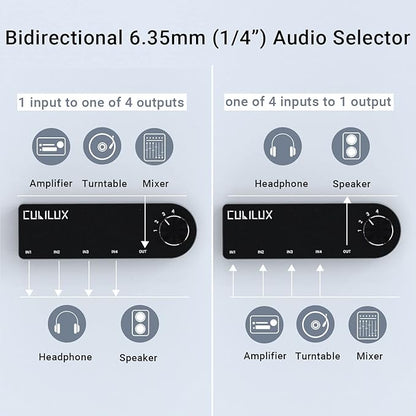 Cubilux Bidirectional 4-Channel 6.35mm Audio Selector, 1x TRS to 4X TRS Stereo - Image 4