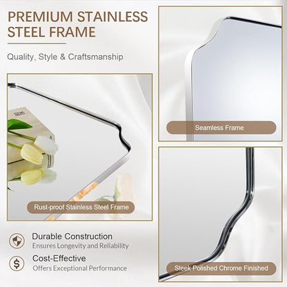 ANDY STAR 18" x 48" Chrome Full Length Mirror, Large Rectangle Bathroom Mirror - Image 4
